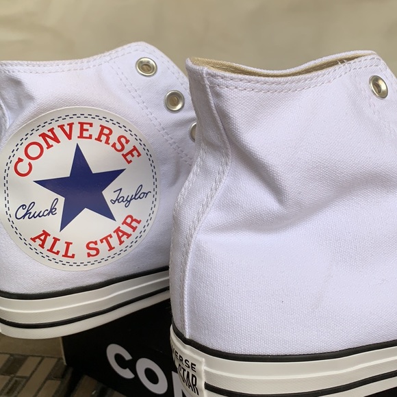CONVERSE CTAS HI WHITE/WHITE/BLACK MENS - Picture 13 of 16